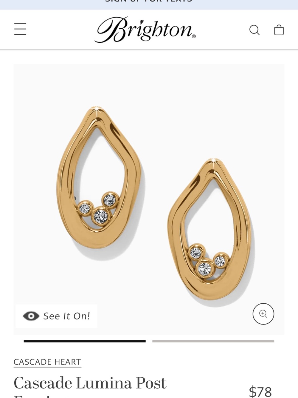 Brighton Gold Teardrop Earrings with Crystal Accents
